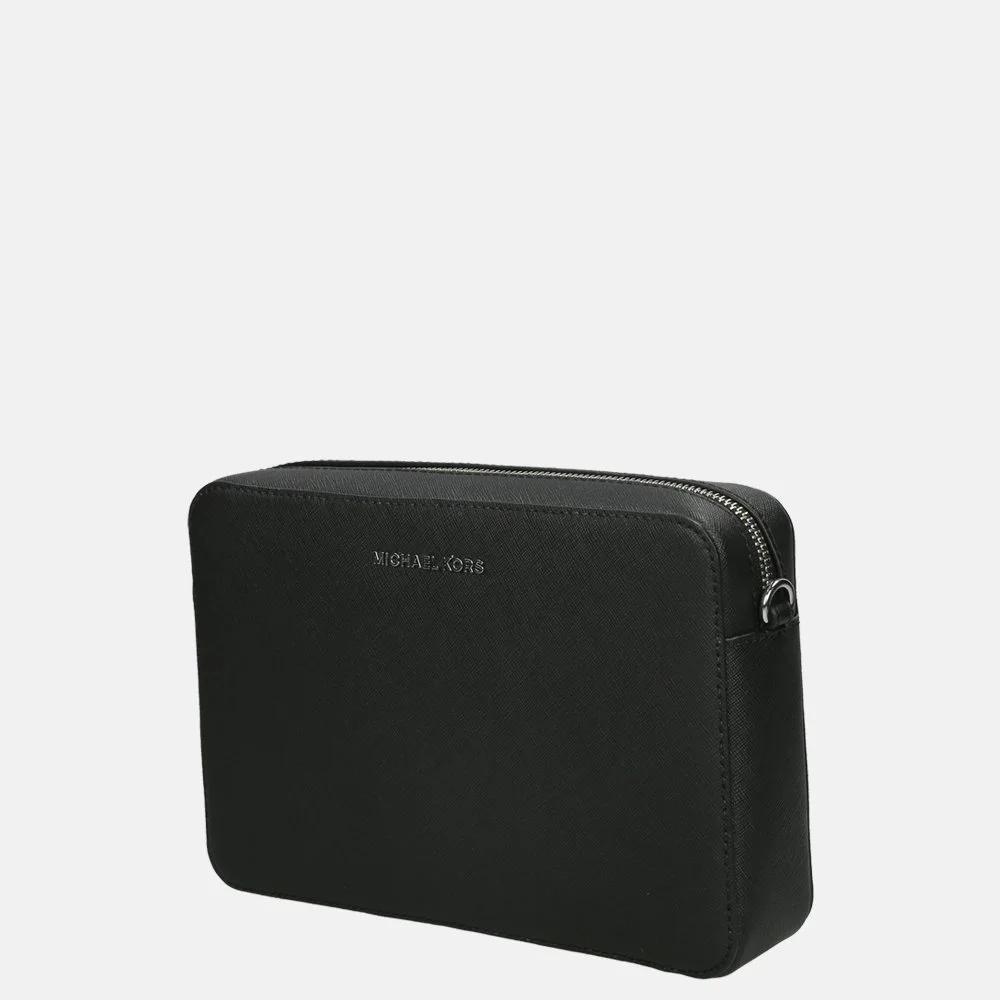 Michael Kors Jet Set crossbody tas L black/optic white 017711Zwart